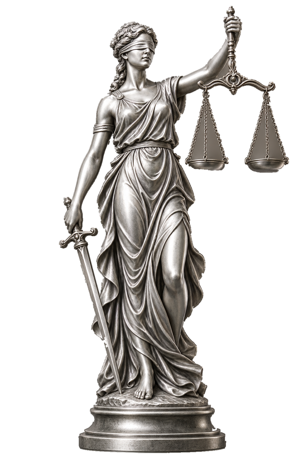 Estatua de la Justicia, con balanza y espada, símbolo de García & González